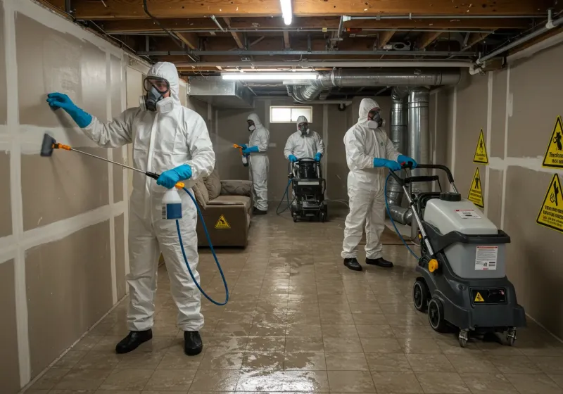 Basement Moisture Removal and Structural Drying process in Roaming Shores, OH